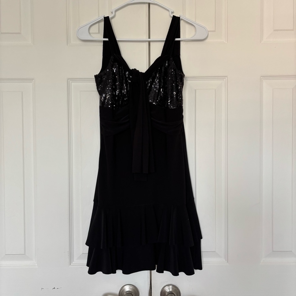 Black Sequin Dress with Ruffle Hem